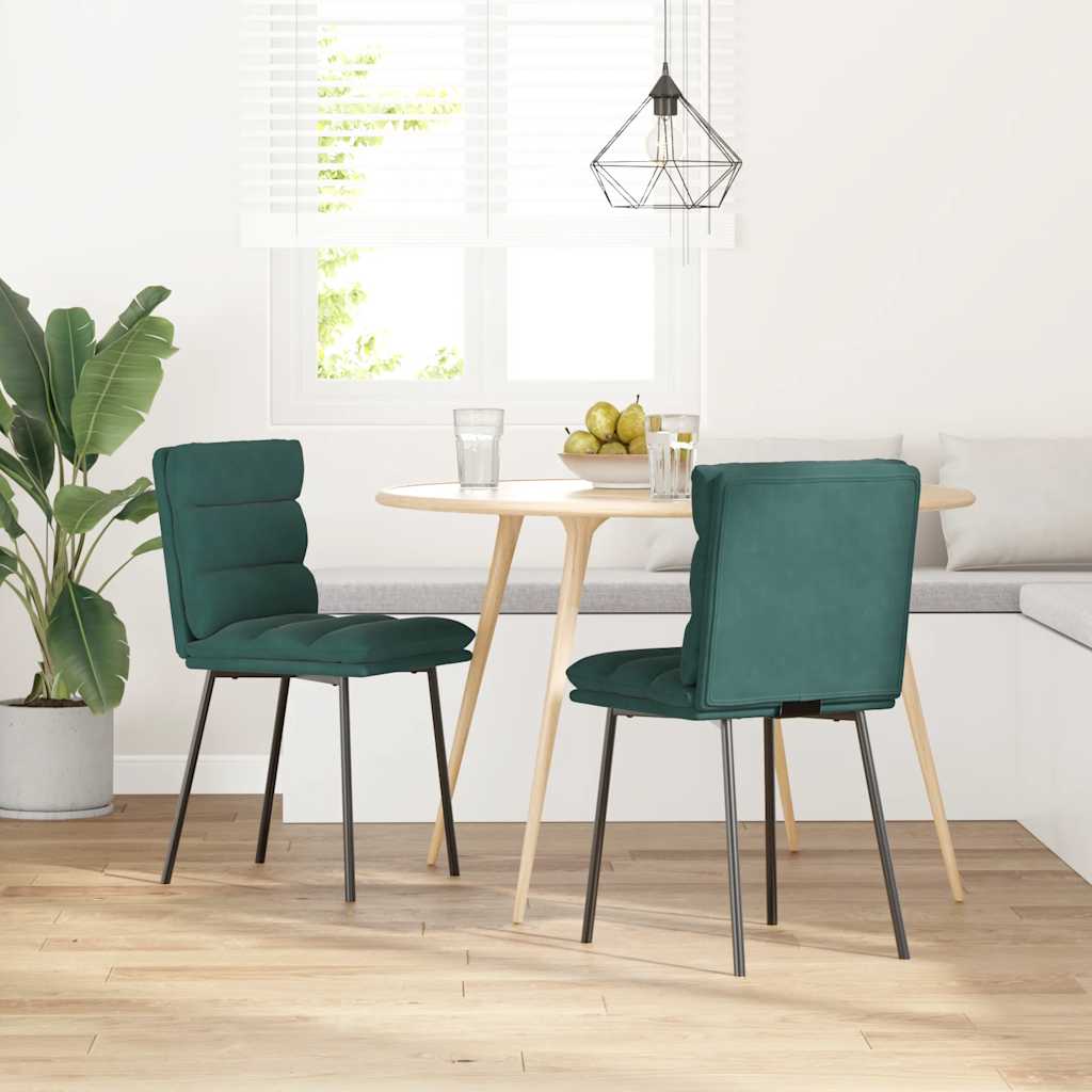 Eetkamerstoelen 2 st fluweel donkergroen
