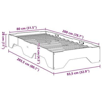 Bedframe zonder matras stapelbaar 80x200 cm massief hout