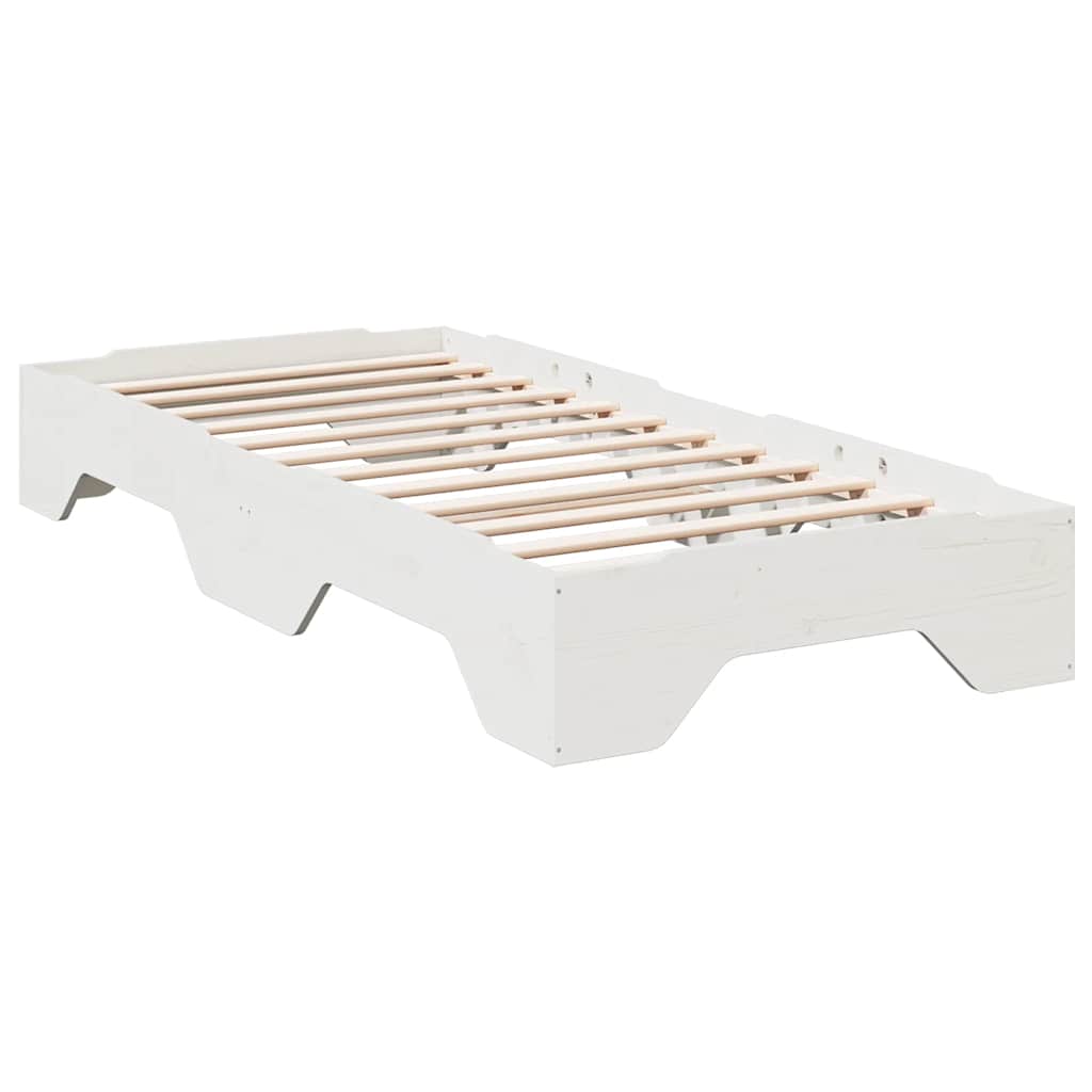 Bedframe zonder matras stapelbaar 80x200 cm massief hout wit