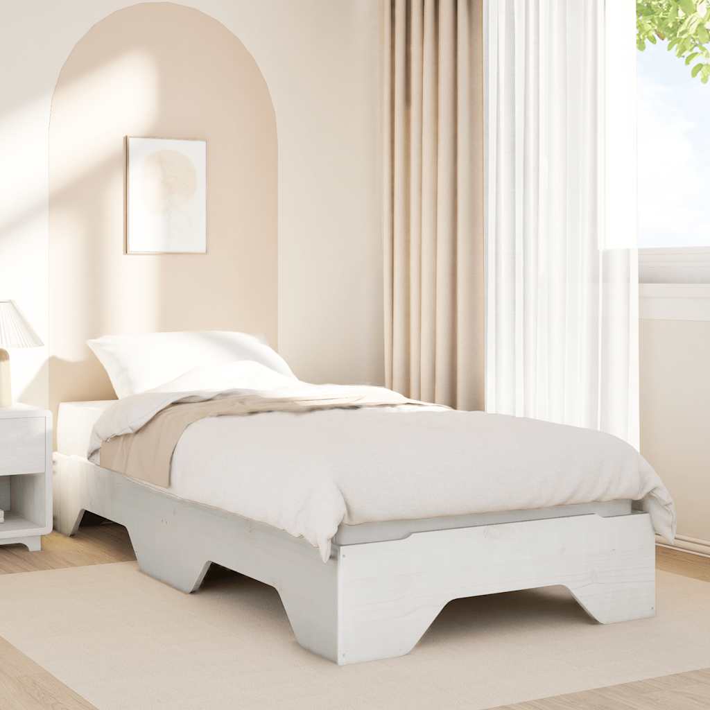 Bedframe zonder matras stapelbaar 80x200 cm massief hout wit