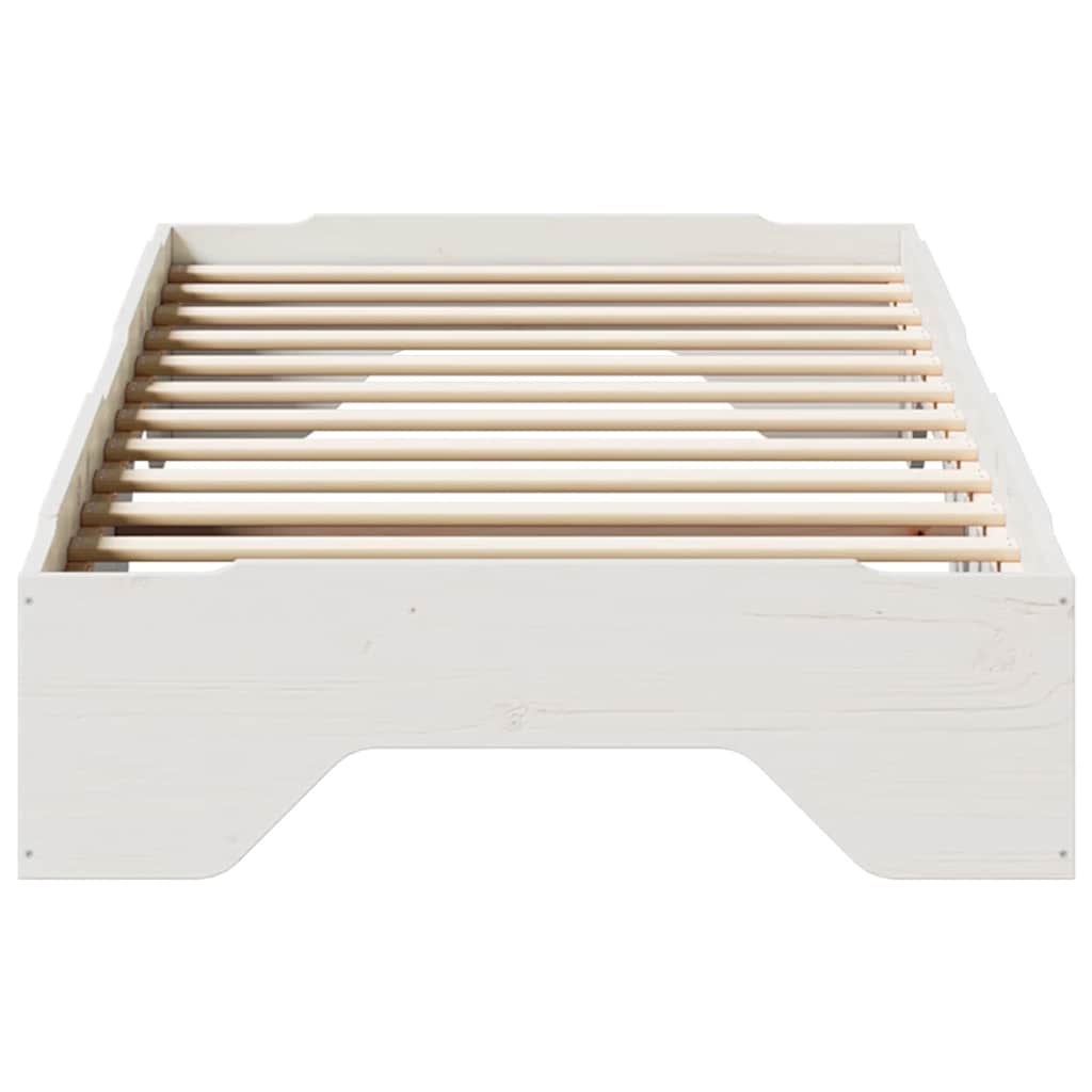 Bedframe zonder matras stapelbaar 80x200 cm massief hout wit