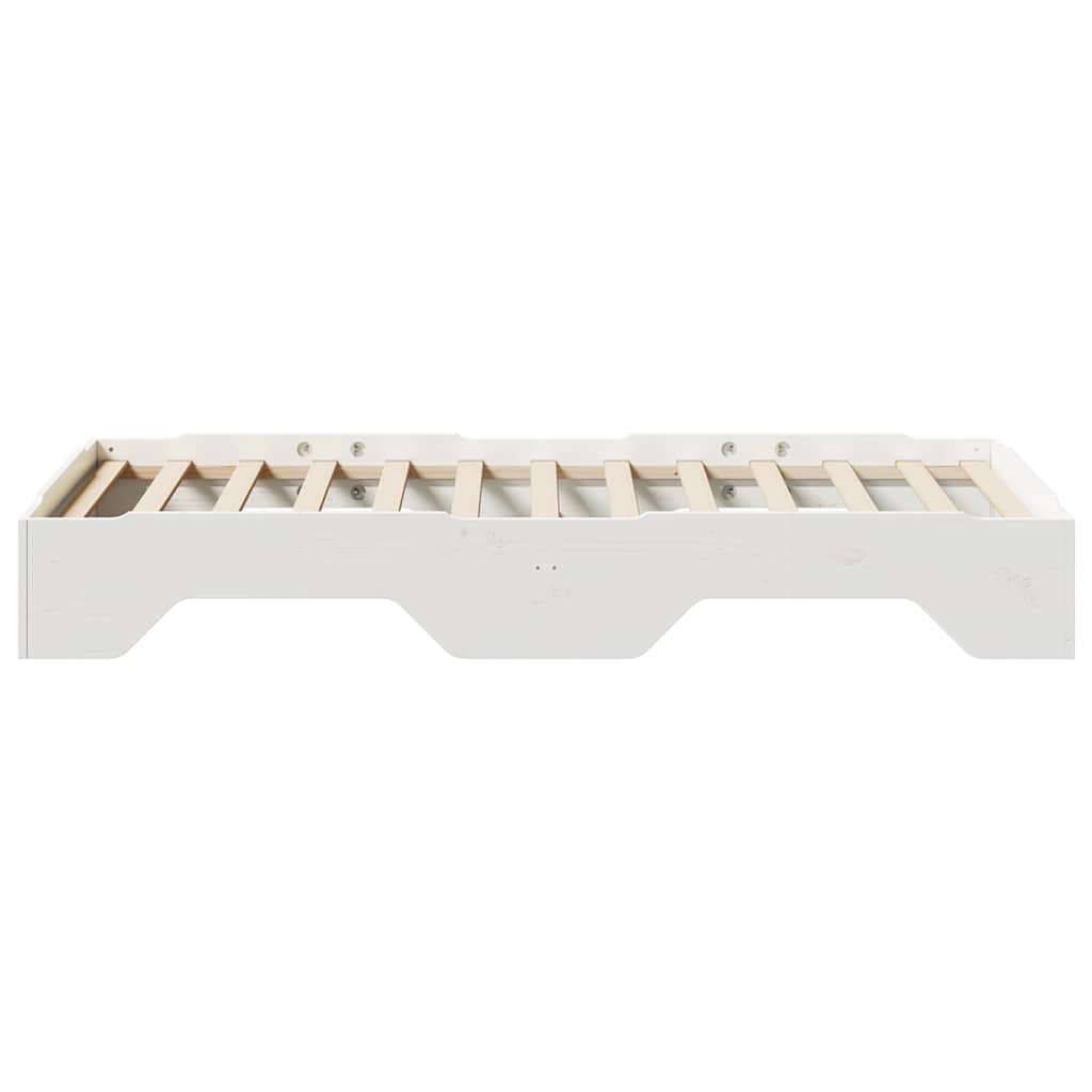 Bedframe zonder matras stapelbaar 80x200 cm massief hout wit
