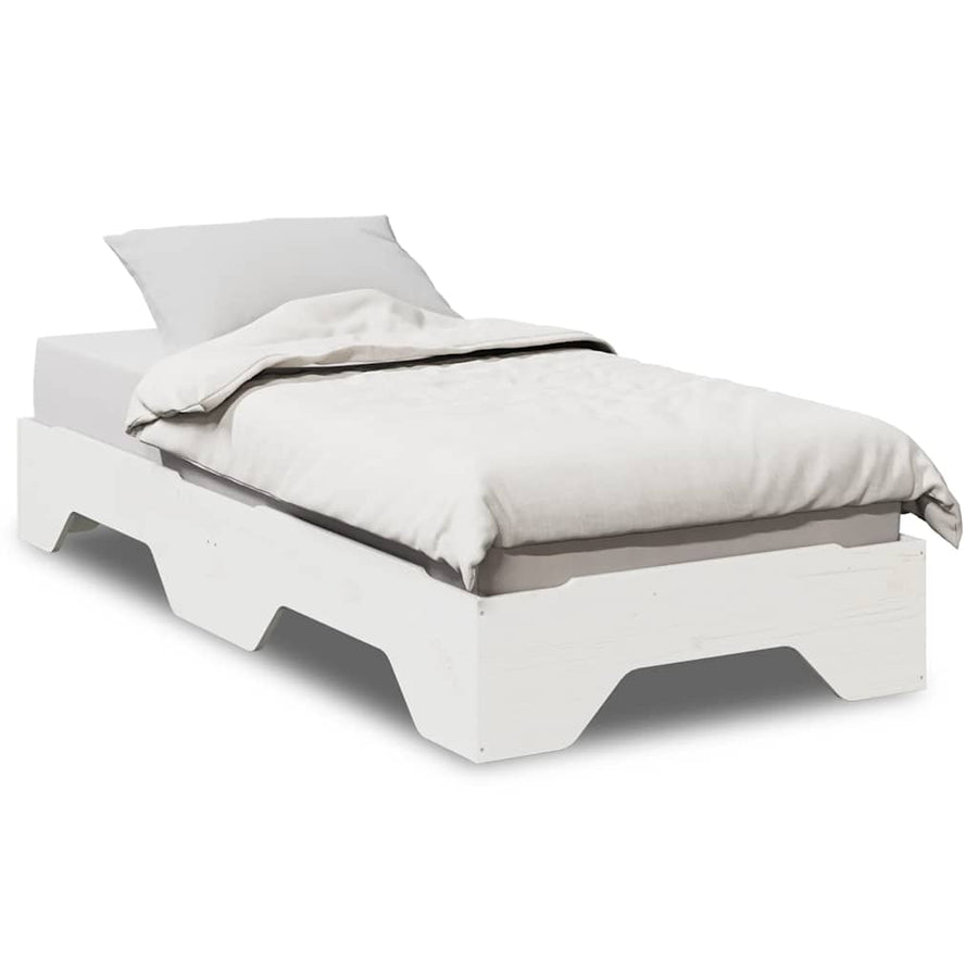 Bedframe zonder matras stapelbaar 90x190 cm massief hout wit