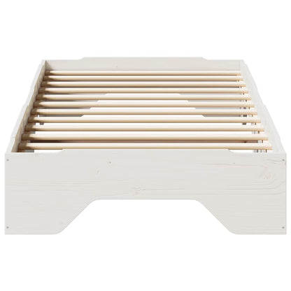 Bedframe zonder matras stapelbaar 90x190 cm massief hout wit