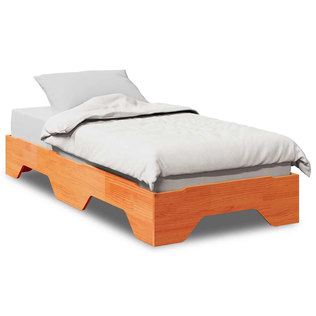 Bedframe zonder matras stapelbaar wasbruin 90x190 cm hout