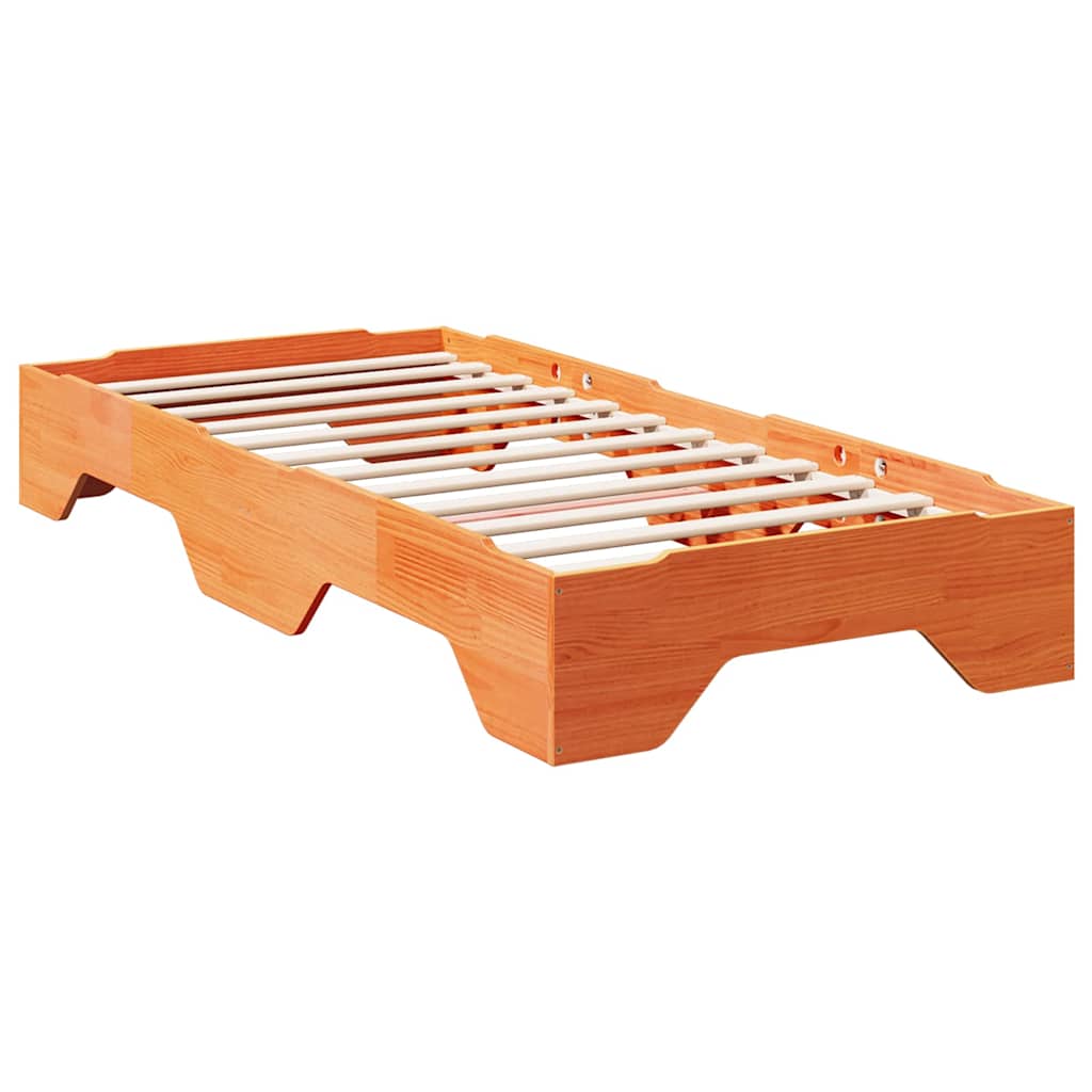 Bedframe zonder matras stapelbaar wasbruin 90x190 cm hout