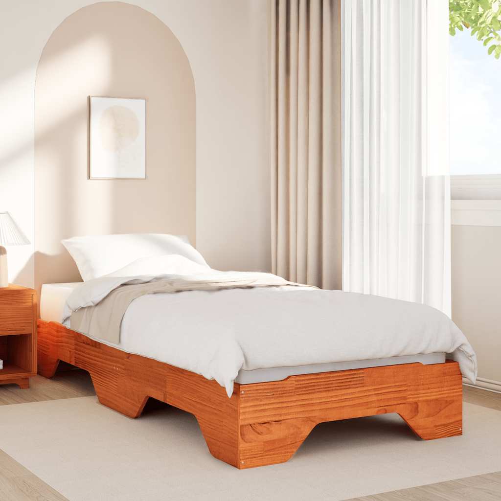 Bedframe zonder matras stapelbaar wasbruin 90x190 cm hout