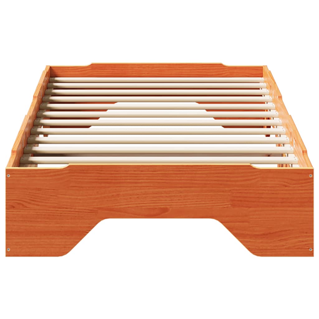 Bedframe zonder matras stapelbaar wasbruin 90x190 cm hout