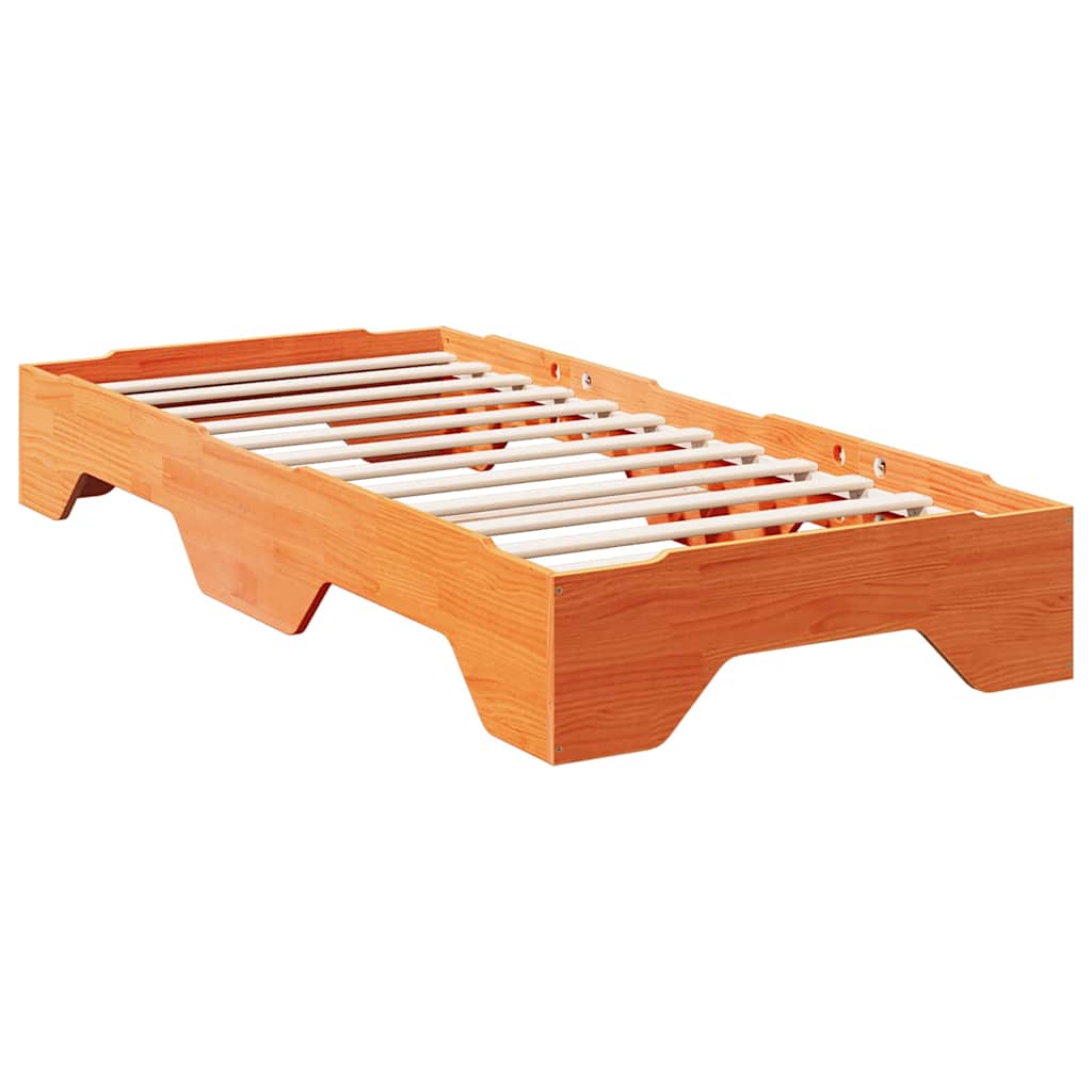 Bedframe zonder matras stapelbaar wasbruin 90x190 cm hout