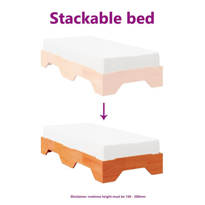 Bedframe zonder matras stapelbaar wasbruin 90x190 cm hout