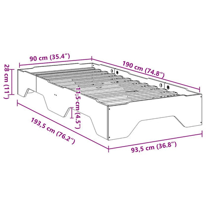 Bedframe zonder matras stapelbaar wasbruin 90x190 cm hout