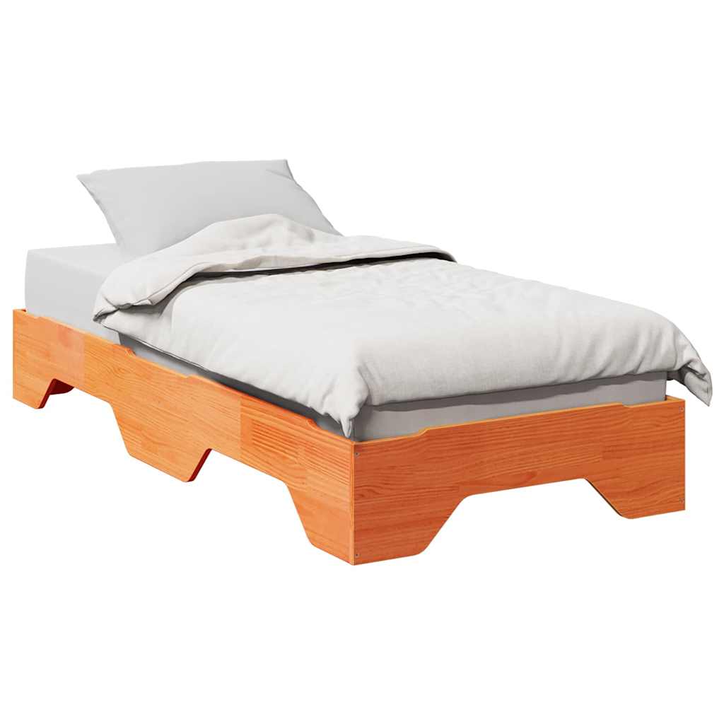 Bedframe zonder matras stapelbaar wasbruin 90x190 cm hout