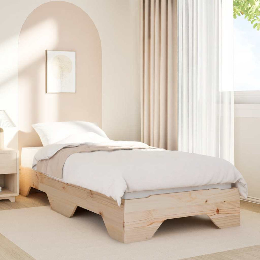 Bedframe zonder matras stapelbaar 75x190 cm massief hout