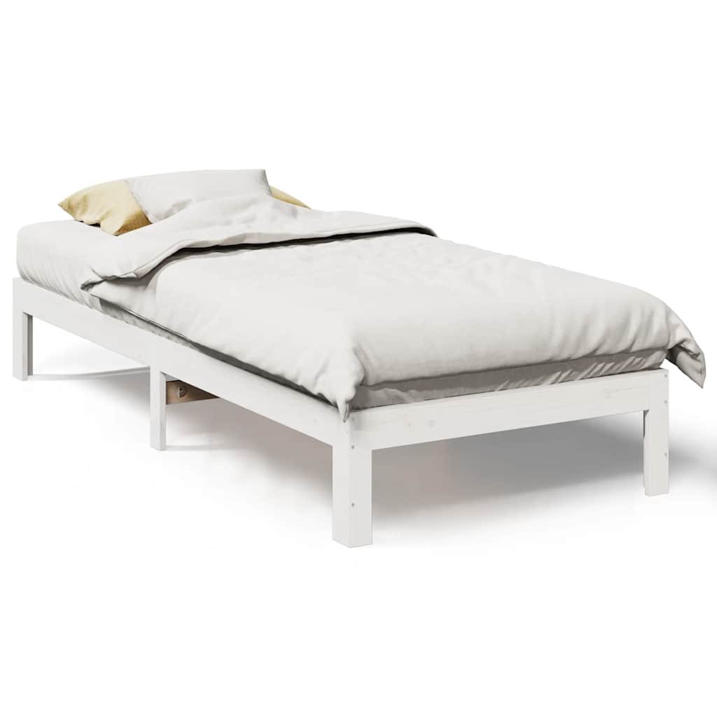 Bedframe Zonder Matras Massief Grenenhout 80 x 200 cm Wit
