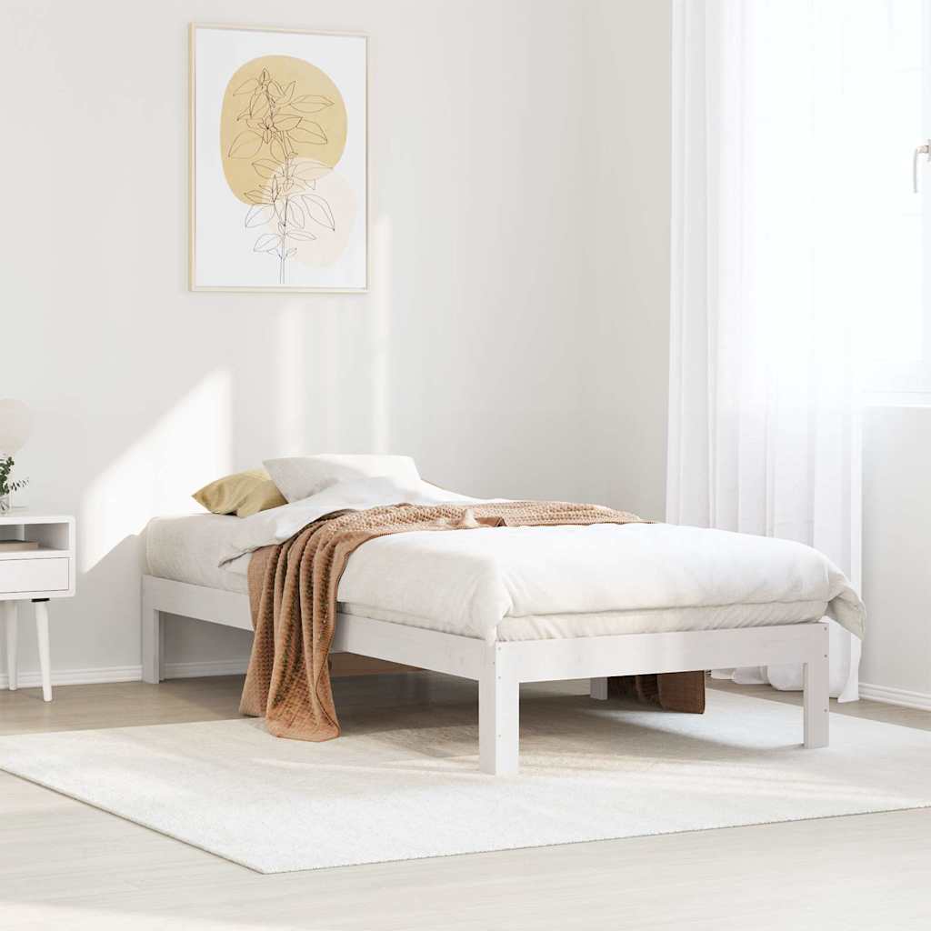 Bedframe Zonder Matras Massief Grenenhout 80 x 200 cm Wit