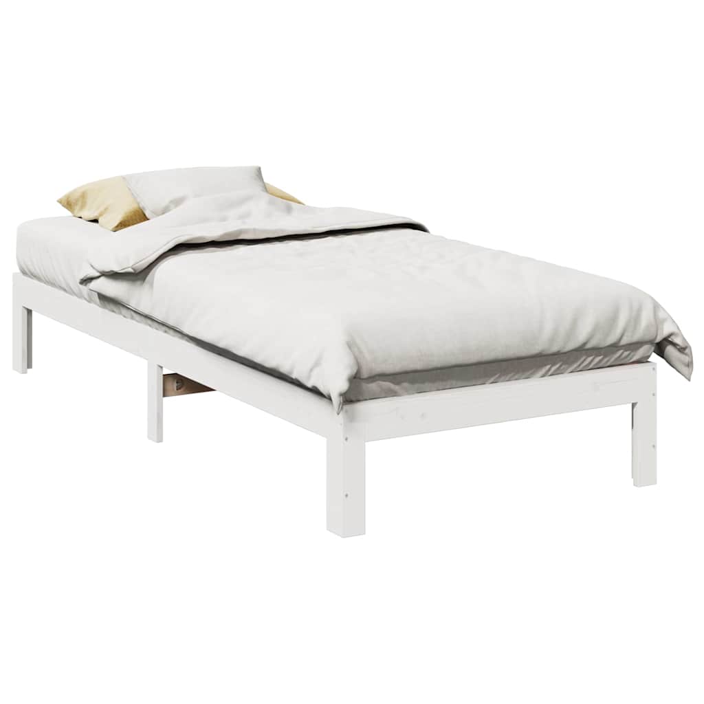 Bedframe Zonder Matras Massief Grenenhout 80 x 200 cm Wit