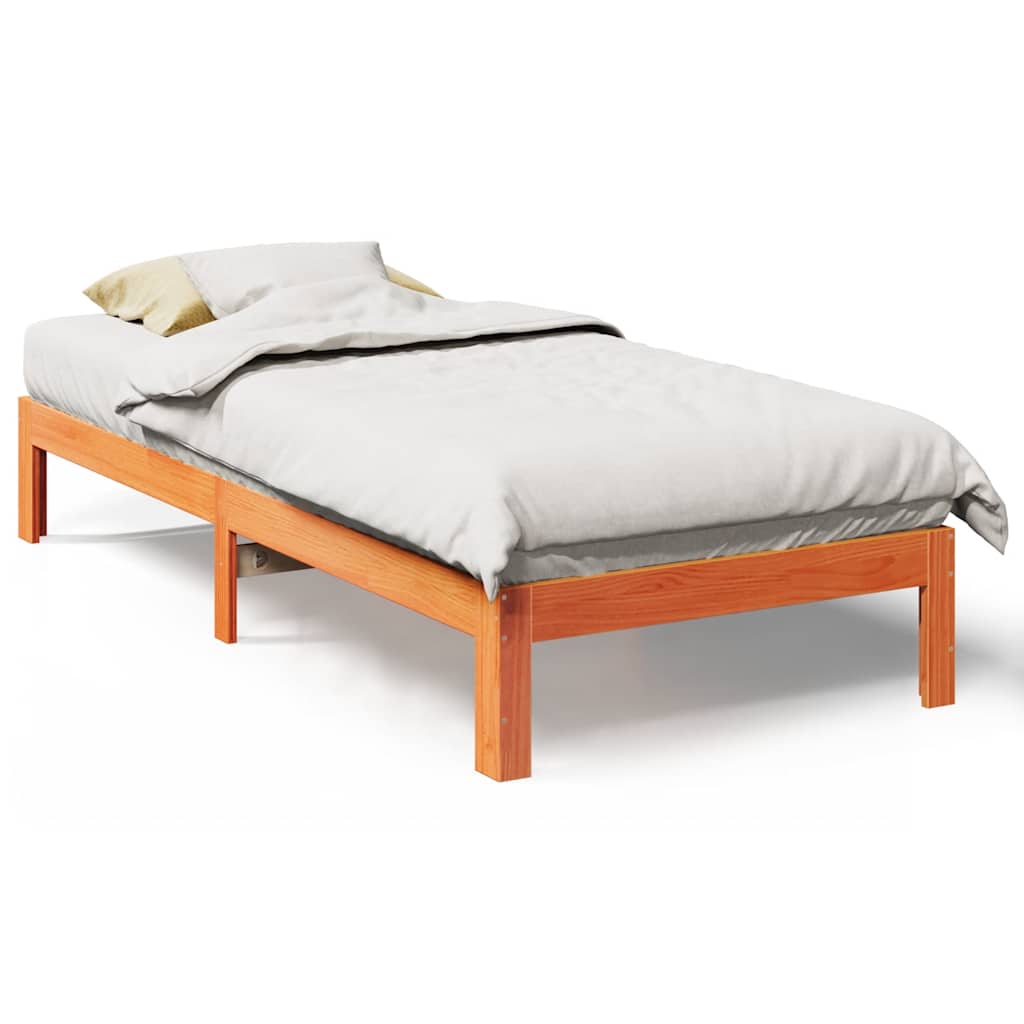 Bedframe zonder matras massief grenenhout wasbruin 80x200 cm