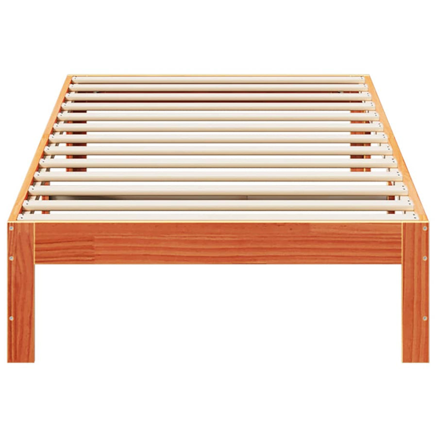 Bedframe zonder matras massief grenenhout wasbruin 80x200 cm