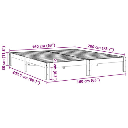 Bedframe Zonder Matras Massief Grenenhout 160 x 200 cm Naturel