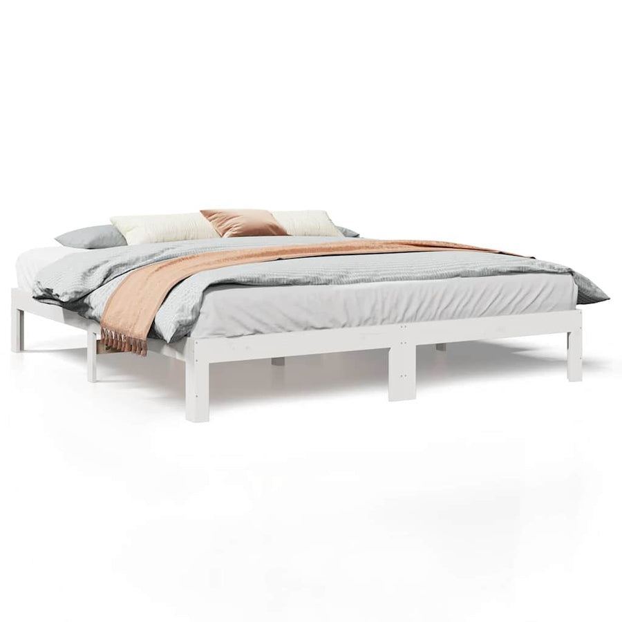 Bedframe Zonder Matras Massief Grenenhout 160 x 200 cm Wit