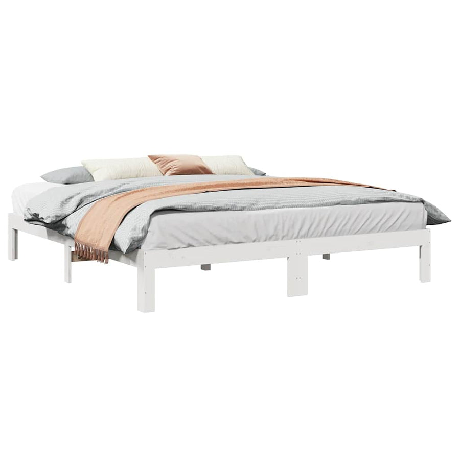 Bedframe Zonder Matras Massief Grenenhout 160 x 200 cm Wit
