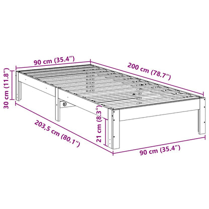 Bedframe zonder matras massief grenenhout 90x200 cm
