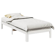 Bedframe massief grenenhout wit 90x200 cm