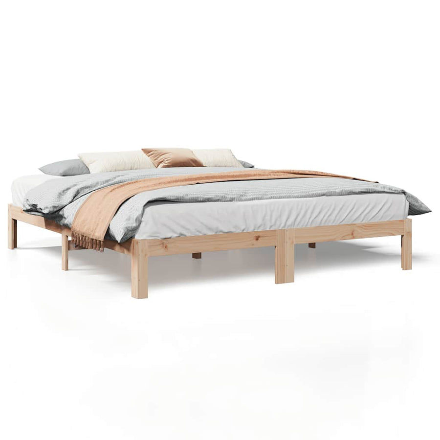 Bedframe Zonder Matras Massief Grenenhout 180 x 200 cm Naturel