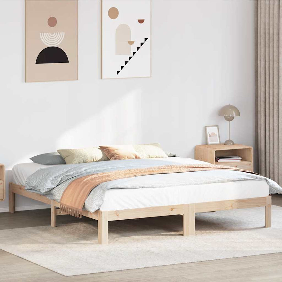 Bedframe Zonder Matras Massief Grenenhout 180 x 200 cm Naturel