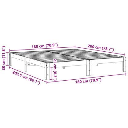 Bedframe Zonder Matras Massief Grenenhout 180 x 200 cm Naturel