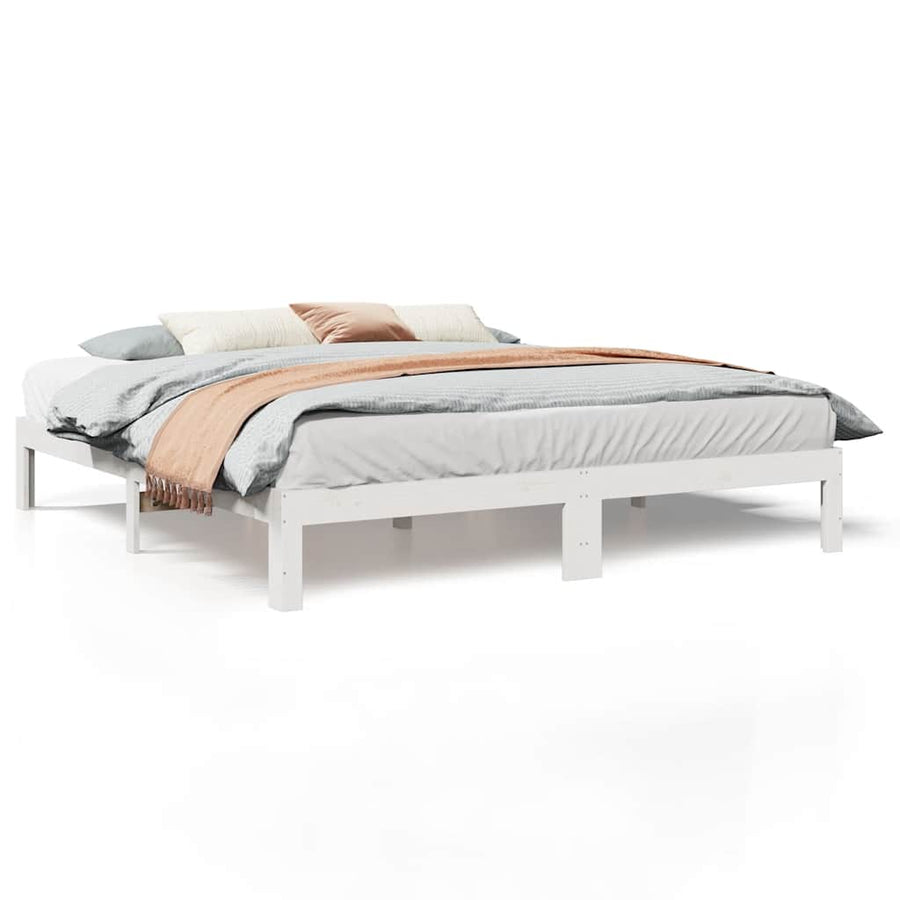 Bedframe Zonder Matras Massief Grenenhout 180 x 200 cm Wit