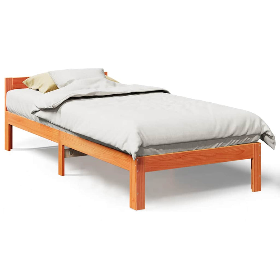 Bedframe zonder matras massief grenenhout wasbruin 80x200 cm