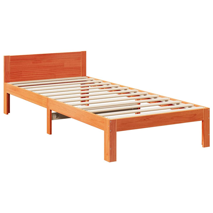 Bedframe zonder matras massief grenenhout wasbruin 80x200 cm