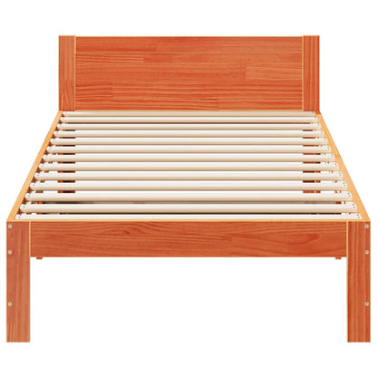 Bedframe zonder matras massief grenenhout wasbruin 80x200 cm