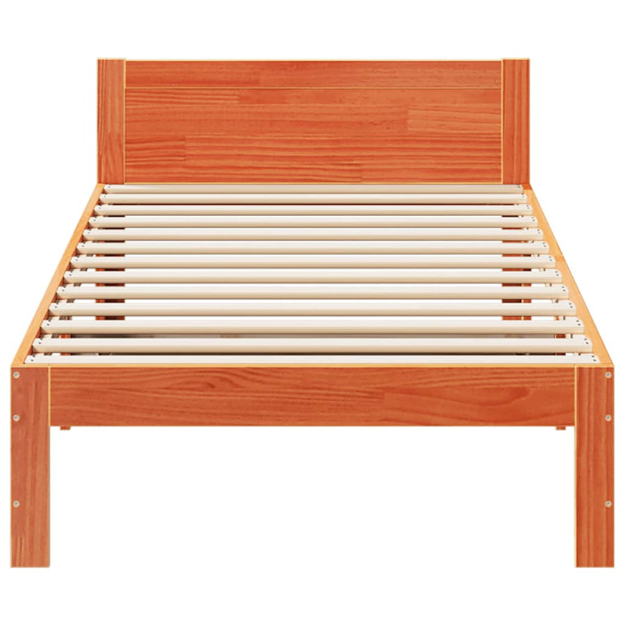 Bedframe zonder matras massief grenenhout wasbruin 80x200 cm