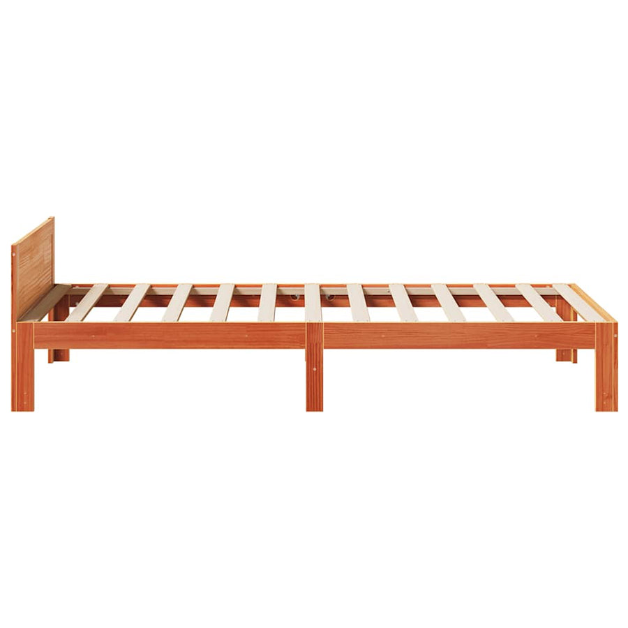 Bedframe zonder matras massief grenenhout wasbruin 80x200 cm