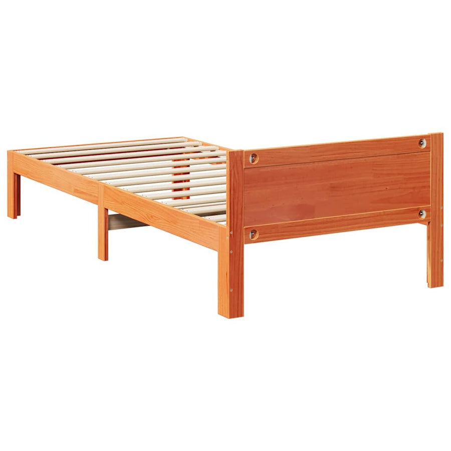 Bedframe zonder matras massief grenenhout wasbruin 80x200 cm