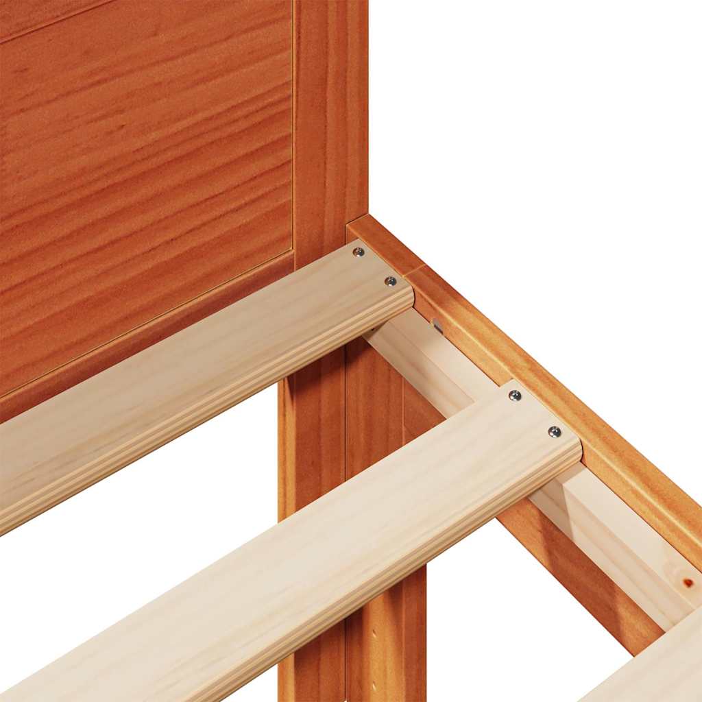 Bedframe zonder matras massief grenenhout wasbruin 80x200 cm