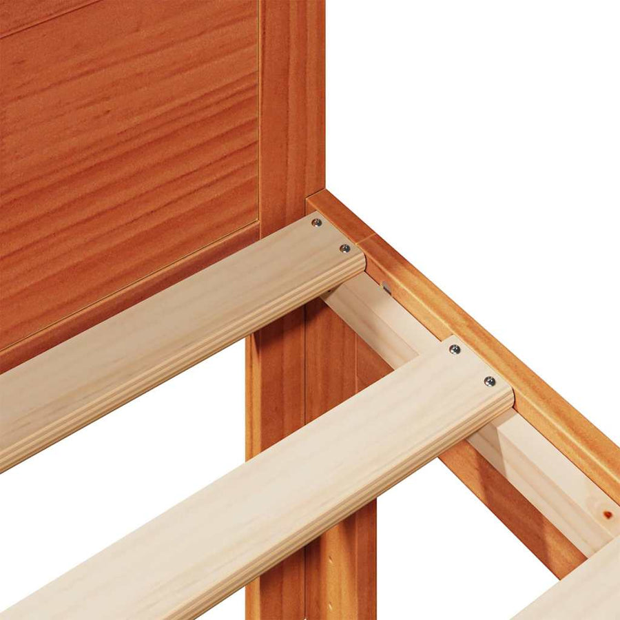 Bedframe zonder matras massief grenenhout wasbruin 80x200 cm