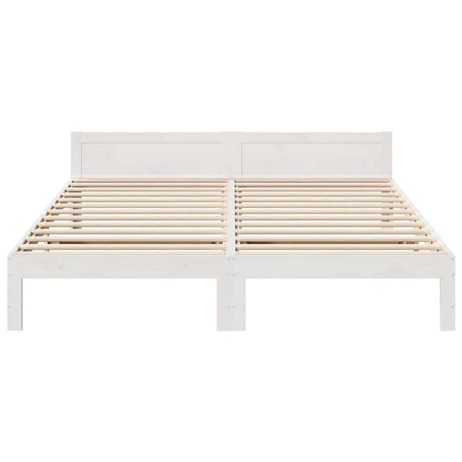 Bedframe Zonder Matras Massief Grenenhout Wit 160X200 Cm
