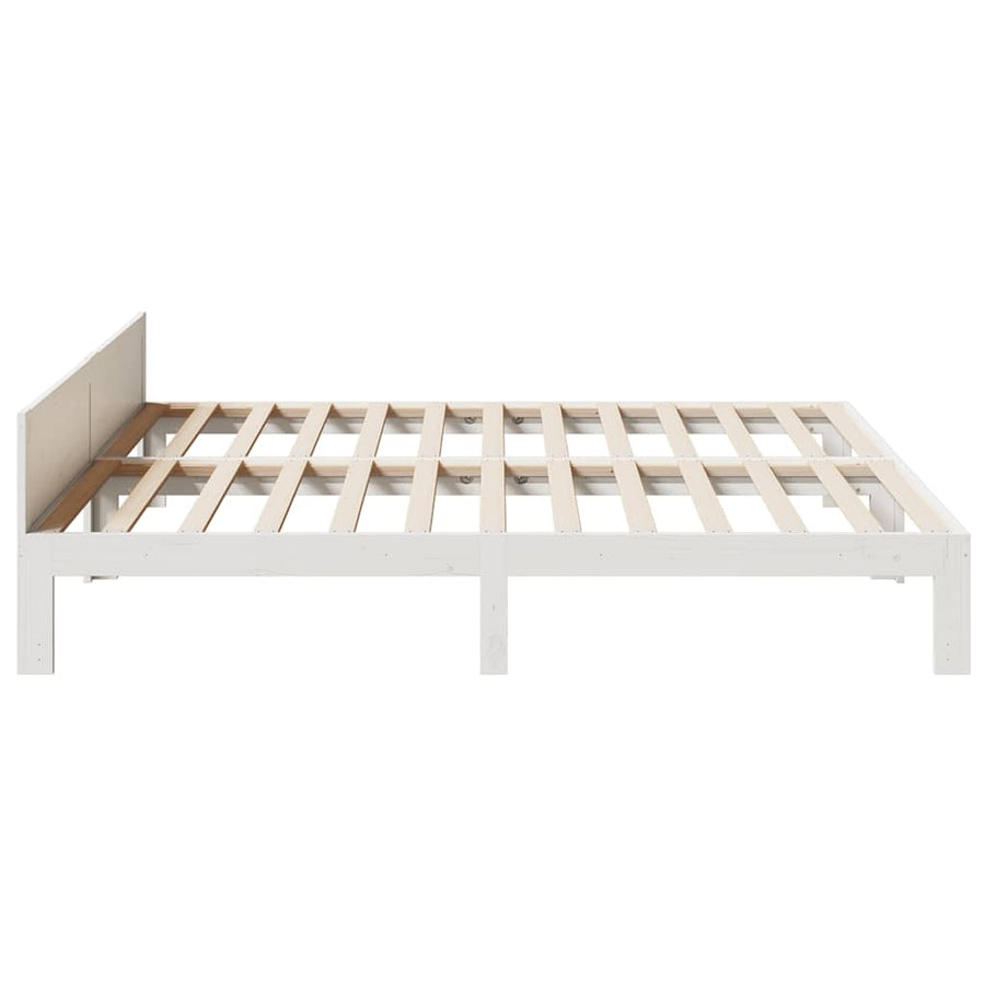 Bedframe Zonder Matras Massief Grenenhout Wit 160X200 Cm