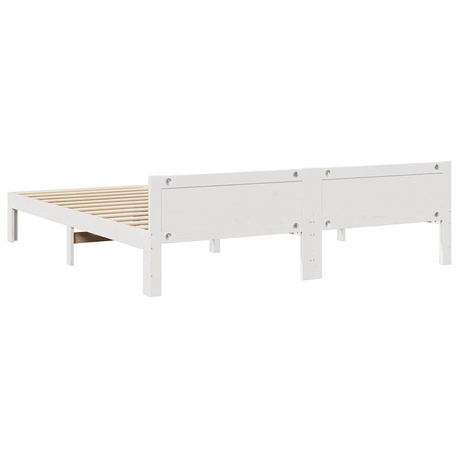 Bedframe Zonder Matras Massief Grenenhout Wit 160X200 Cm