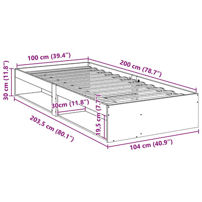 Slaapbank zonder matras 100x200 cm massief grenenhout wit