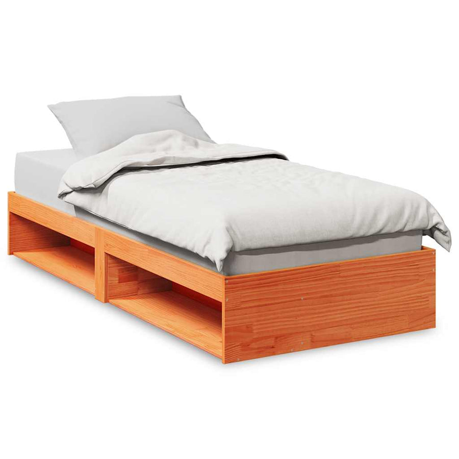 Bedbank zonder matras wasbruin 100x200 cm massief grenenhout