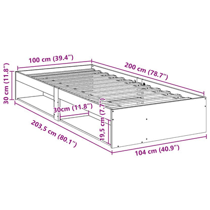 Bedbank zonder matras wasbruin 100x200 cm massief grenenhout