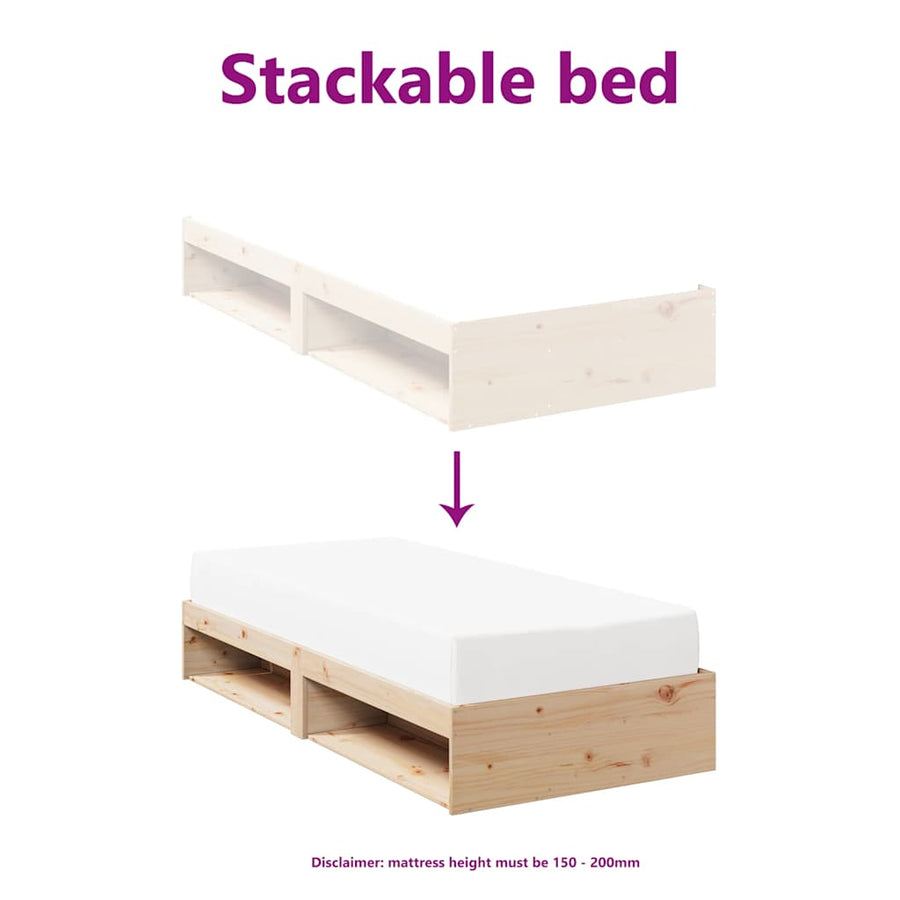 Slaapbank zonder matras 90x200 cm massief grenenhout
