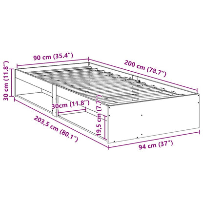 Slaapbank zonder matras 90x200 cm massief grenenhout