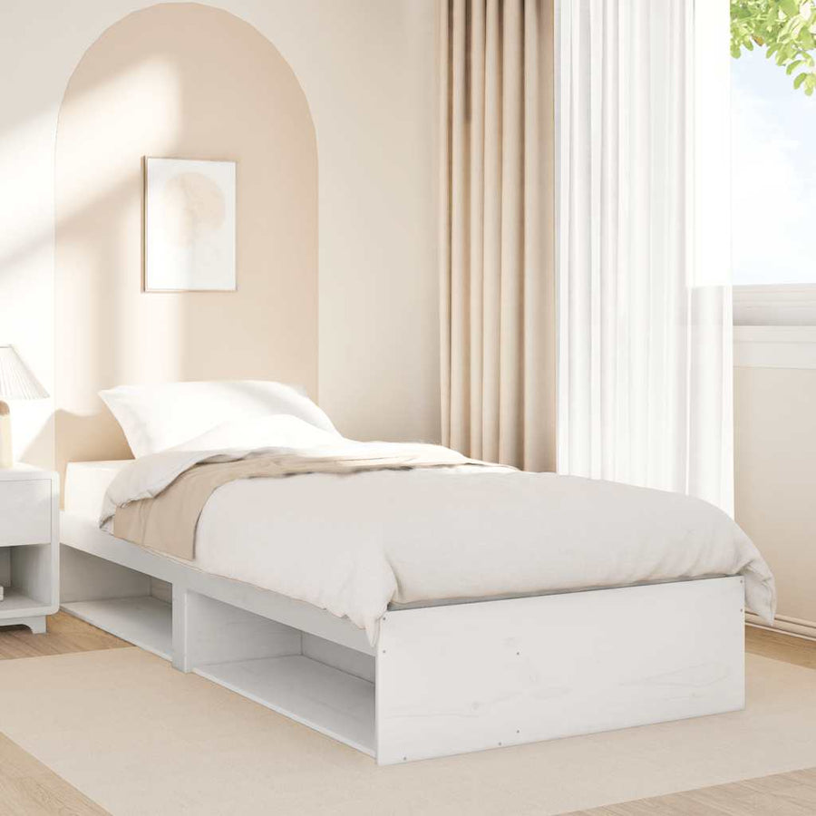 Slaapbank zonder matras 90x200 cm massief grenenhout wit