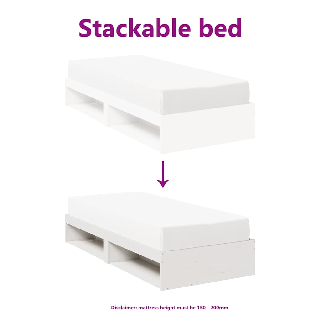 Slaapbank zonder matras 90x200 cm massief grenenhout wit