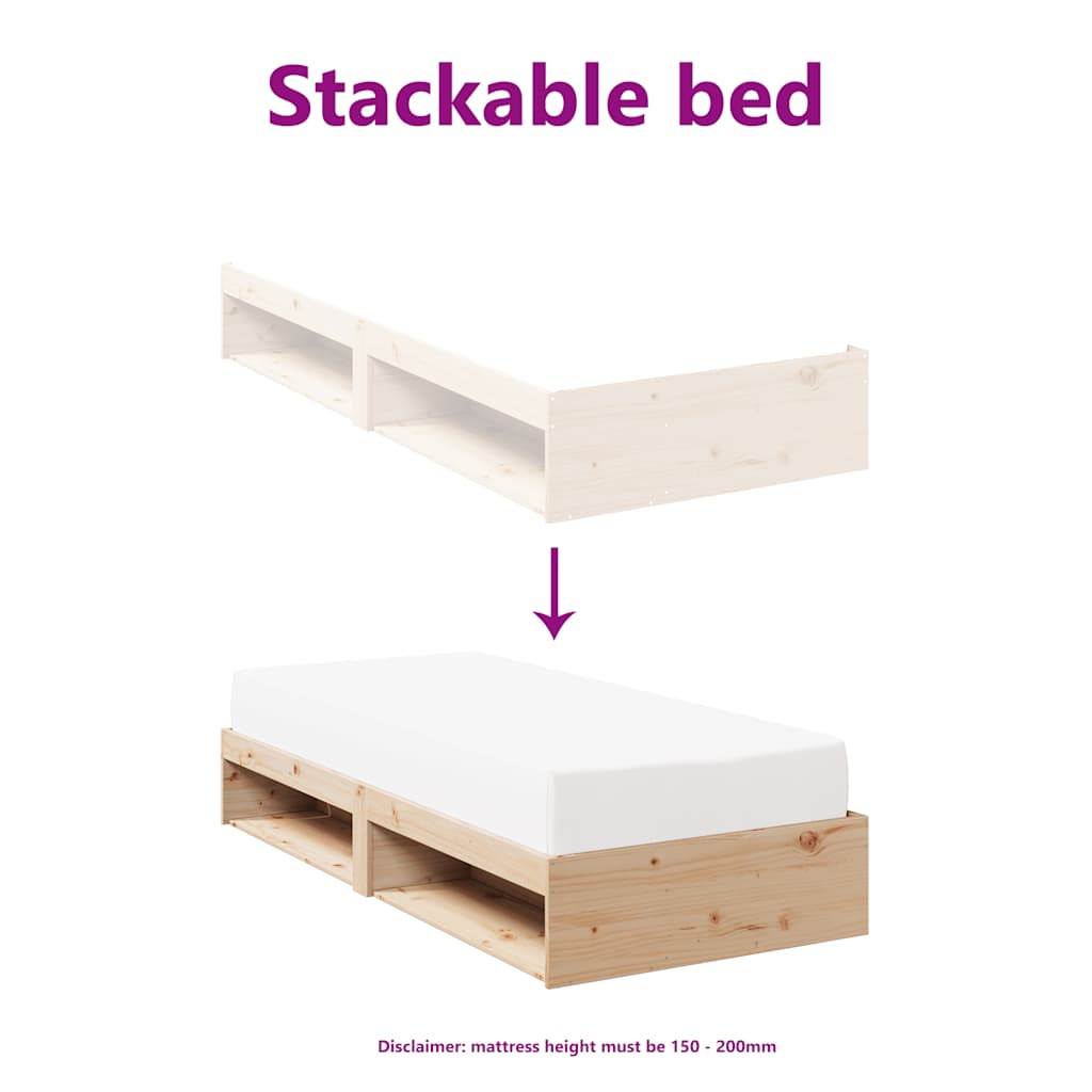 Slaapbank zonder matras 80x200 cm massief grenenhout